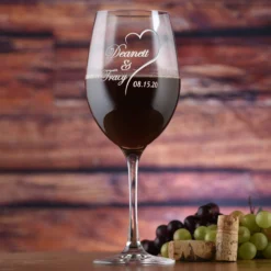 Stolzle Crystal Red Wine Glass, Personalized Bride And Groom Glasses
