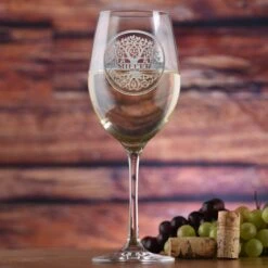 Family Tree Custom Stolzle Crystal White Wine Glass Gift