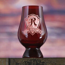 Engraved Red Glencairn Whisky Glass