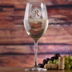 Engraved Stolzle Crystal White Wine Glass, Personalized
