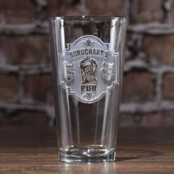 Personalized Bar Pub Sign Pint Glass Mug -crystal imagery shop mancave bar beer glass