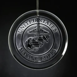 Marines Engraved Glass Ornament