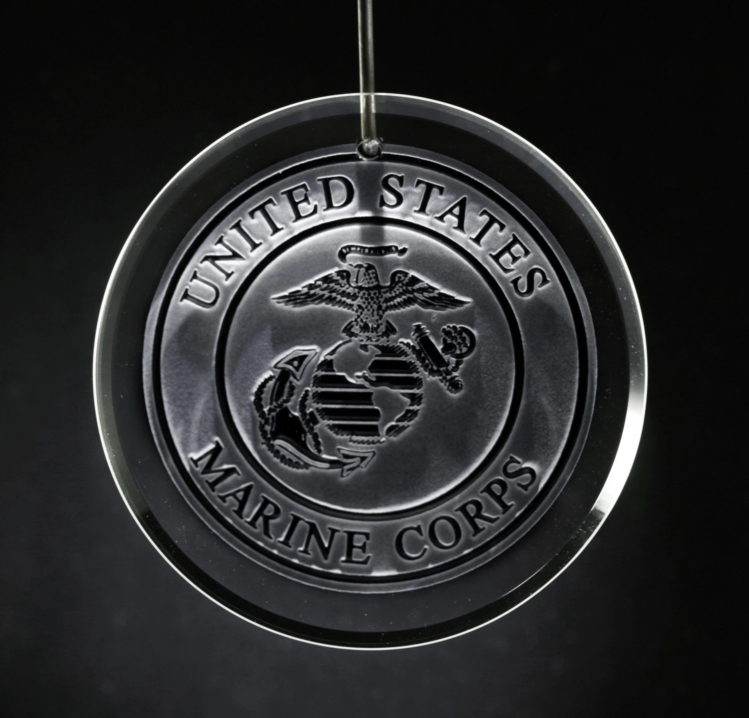 Marines Engraved Glass Ornament 1 Marines Engraved Glass Ornament