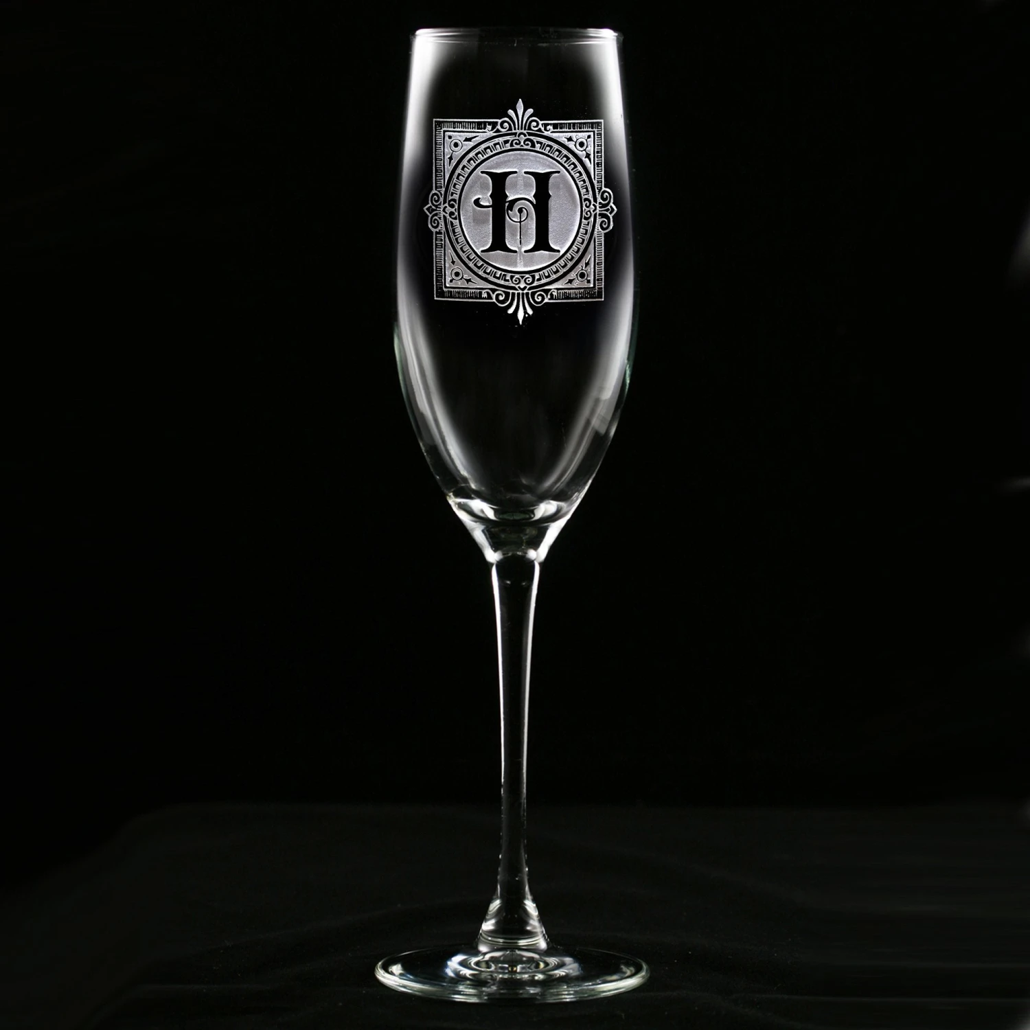 Monogrammed Antique Engraved Champagne Glass 2 Monogrammed Antique Engraved Champagne Glass - Image 2