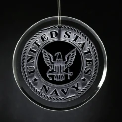 Navy Emblem Glass Ornament