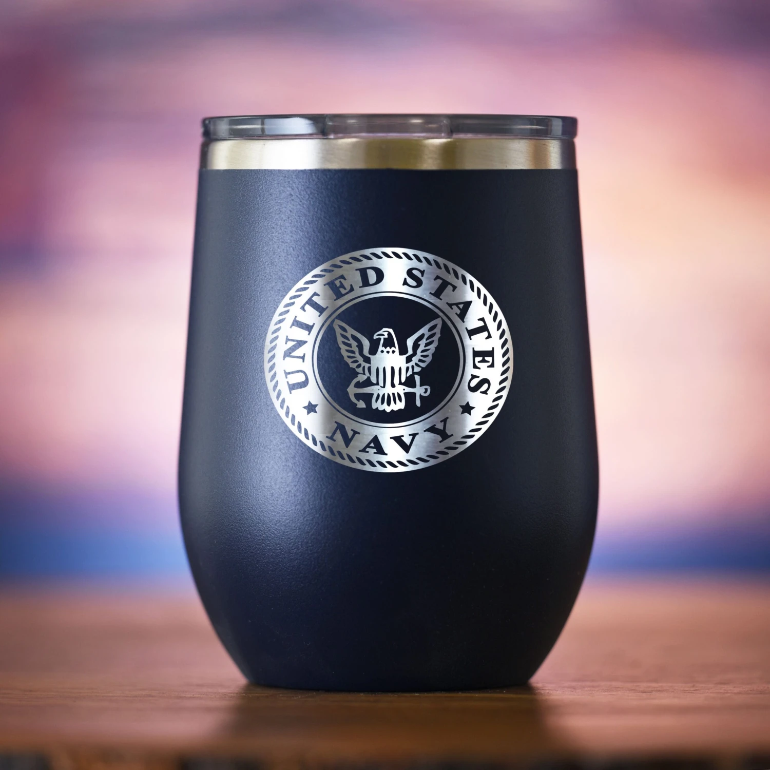 Navy Stemless Wine Travel Tumbler 1 Navy Stemless Wine Travel Tumbler