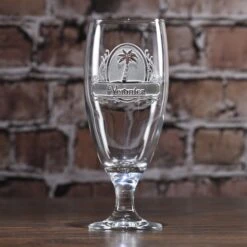 Personalized Palm Tree Water Goblet -crystal imagery shop palm tree beach glassware