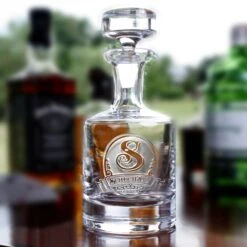 Scotch Decanter, Engraved Name On Oval And Banner -crystal imagery shop personalized decanter