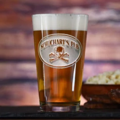 Engraved Skull And Bones Pub Pint Beer Glasses