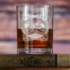 Engraved Skull And Bones Whiskey Glass